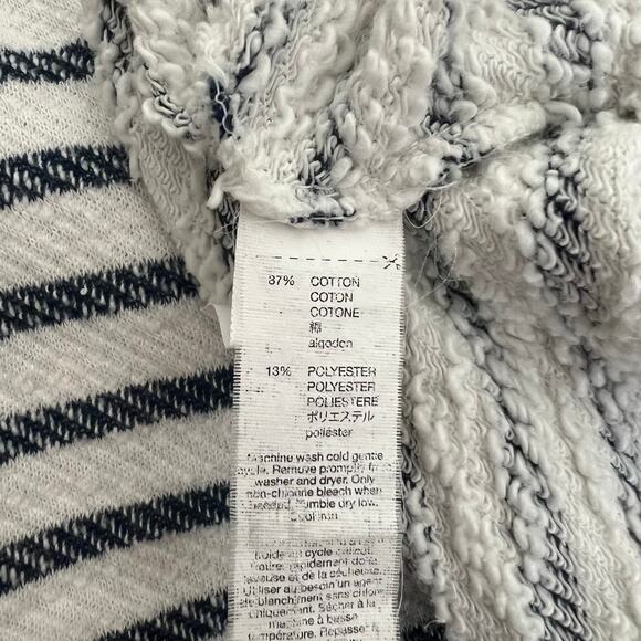 Gap Factory white navy blue stripe french terry open drape front sweatshirt - Picture 5 of 5